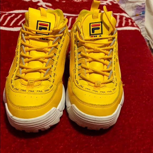 yellow fila shoes